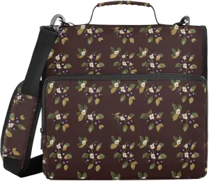 3 Rings Zip Up Binder with Shoulder Strap Easy to Carry Portable Home Travel Safe Storage Bag Suitable for Middle School Fresh Saskatoon Berry Fruit