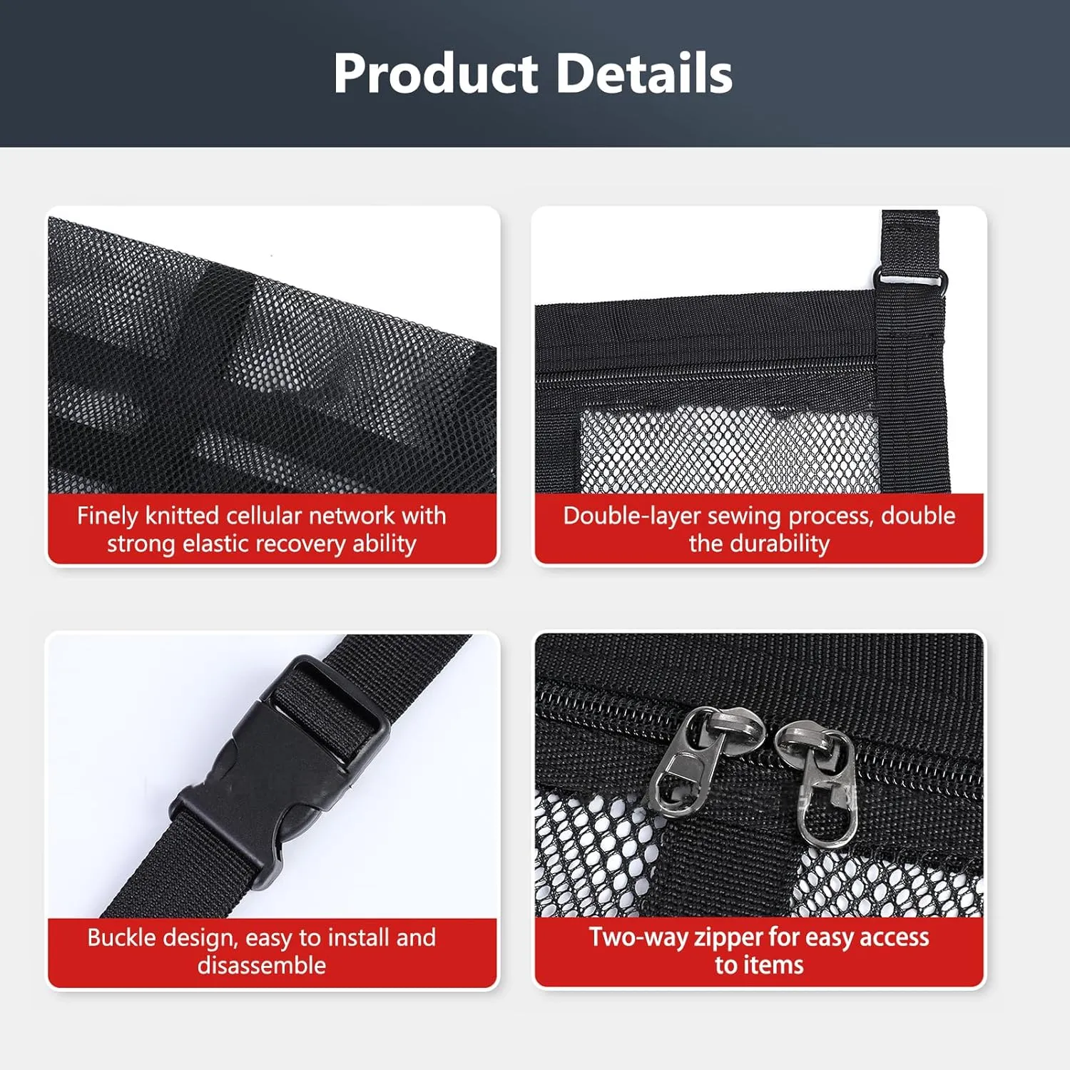 35.5 "x25.6 Car Ceiling Storage Organizer for SUV & Sedan - Heavy-Duty Overhead Mesh Net with Dual Zippers, Universal Auto Roof Storage Bag for Travel, Camping, Road Trips （Black2#）