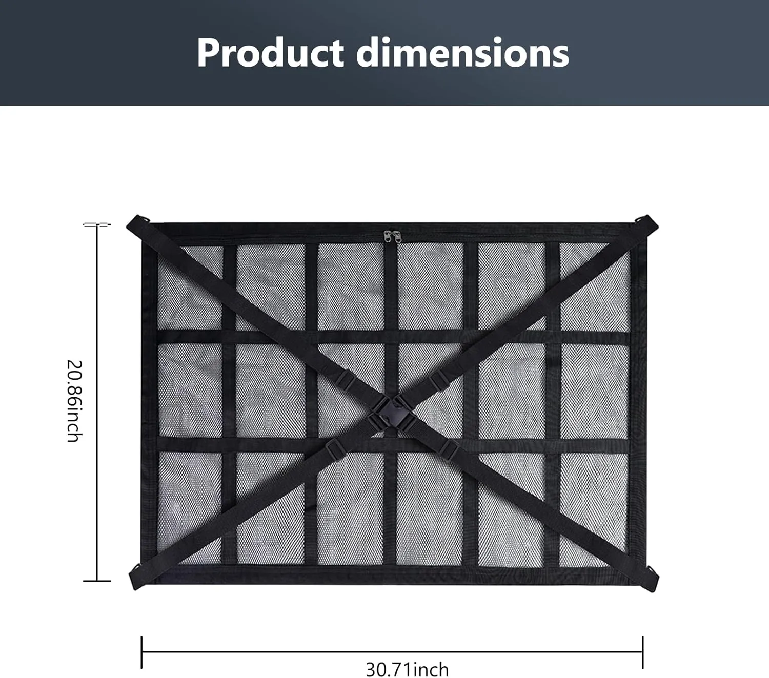35.5 "x25.6 Car Ceiling Storage Organizer for SUV & Sedan - Heavy-Duty Overhead Mesh Net with Dual Zippers, Universal Auto Roof Storage Bag for Travel, Camping, Road Trips （Black2#）