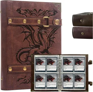 4 Pocket Card Binder,Premium Trading Card Binder,240 Double Sided Pocket Portable Card Collection Binder,Collector Card Album,Card Folder For MTG,TCG,Sports Cards,Game Cards(x2-Dragon-Red)