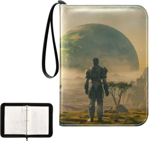 4 Pockets Trading Card Album Holder Book Folder Sports Card Binder Alien Planet 400 Double Side Pockets for 3 Ring Binder Zipper