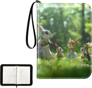 4 Pockets Trading Card Album Holder Book Folder Sports Card Binder Animals Meeting 400 Double Side Pockets for 3 Ring Binder Zipper