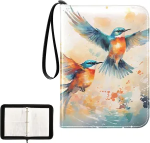 4 Pockets Trading Card Album Holder Book Folder Sports Card Binder Bird Painting 1 400 Double Side Pockets for 3 Ring Binder Zipper