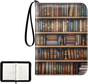 4 Pockets Trading Card Album Holder Book Folder Sports Card Binder Bookshelf Retro 400 Double Side Pockets for 3 Ring Binder Zipper