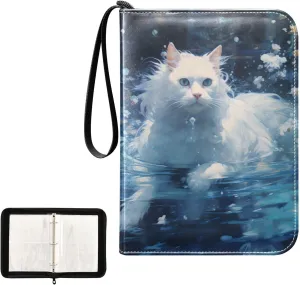 4 Pockets Trading Card Album Holder Book Folder Sports Card Binder Cat 6 400 Double Side Pockets for 3 Ring Binder Zipper