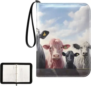4 Pockets Trading Card Album Holder Book Folder Sports Card Binder Cow 1 400 Double Side Pockets for 3 Ring Binder Zipper