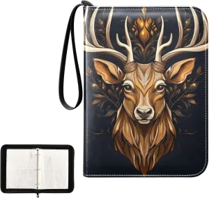 4 Pockets Trading Card Album Holder Book Folder Sports Card Binder Deer 7 400 Double Side Pockets for 3 Ring Binder Zipper