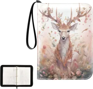 4 Pockets Trading Card Album Holder Book Folder Sports Card Binder Deer Elk 1 400 Double Side Pockets for 3 Ring Binder Zipper