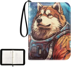 4 Pockets Trading Card Album Holder Book Folder Sports Card Binder Dog Funny 400 Double Side Pockets for 3 Ring Binder Zipper