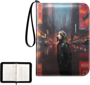 4 Pockets Trading Card Album Holder Book Folder Sports Card Binder Dog Street 400 Double Side Pockets for 3 Ring Binder Zipper