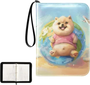 4 Pockets Trading Card Album Holder Book Folder Sports Card Binder Fat Dog 400 Double Side Pockets for 3 Ring Binder Zipper