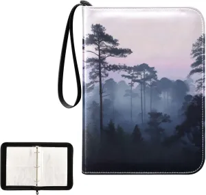 4 Pockets Trading Card Album Holder Book Folder Sports Card Binder Forest Fog 400 Double Side Pockets for 3 Ring Binder Zipper