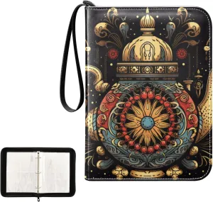 4 Pockets Trading Card Album Holder Book Folder Sports Card Binder Kettle 400 Double Side Pockets for 3 Ring Binder Zipper