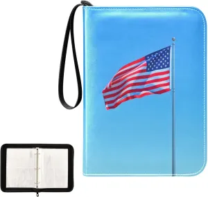 4 Pockets Trading Card Album Holder Book Folder Sports Card Binder National Flag 400 Double Side Pockets for 3 Ring Binder Zipper