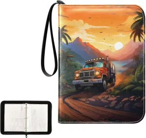 4 Pockets Trading Card Album Holder Book Folder Sports Card Binder Off-road Vehicle 400 Double Side Pockets for 3 Ring Binder Zipper
