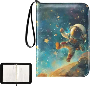 4 Pockets Trading Card Album Holder Book Folder Sports Card Binder Owl 1 Astronaut Cute 2 400 Double Side Pockets for 3 Ring Binder Zipper