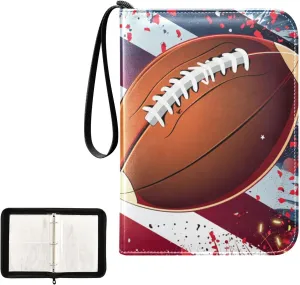 4 Pockets Trading Card Album Holder Book Folder Sports Card Binder Rugby Football 400 Double Side Pockets for 3 Ring Binder Zipper