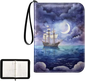 4 Pockets Trading Card Album Holder Book Folder Sports Card Binder Sailboat 2 400 Double Side Pockets for 3 Ring Binder Zipper