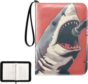 4 Pockets Trading Card Album Holder Book Folder Sports Card Binder Shark Singing 400 Double Side Pockets for 3 Ring Binder Zipper