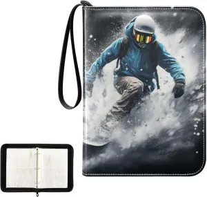 4 Pockets Trading Card Album Holder Book Folder Sports Card Binder Sheep 2 Snowboarding 1 400 Double Side Pockets for 3 Ring Binder Zipper