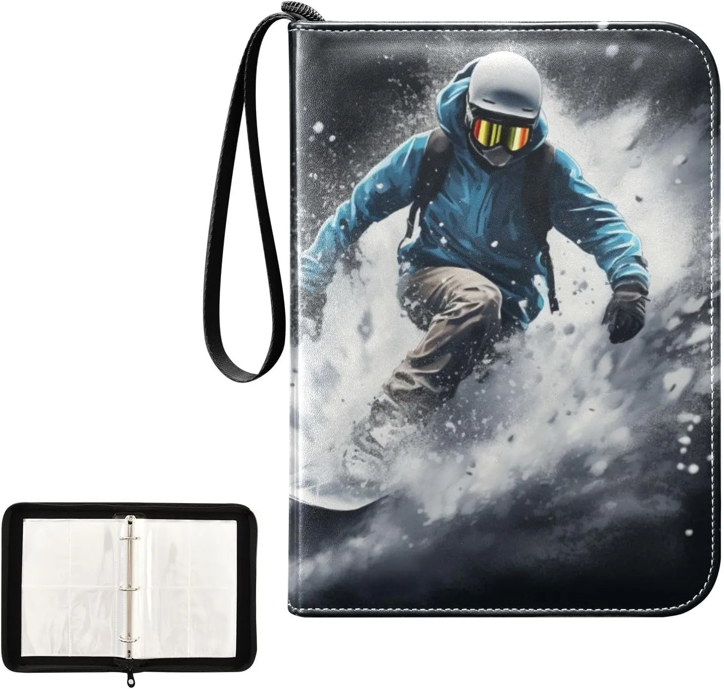 4 Pockets Trading Card Album Holder Book Folder Sports Card Binder Sheep 2 Snowboarding 1 400 Double Side Pockets for 3 Ring Binder Zipper