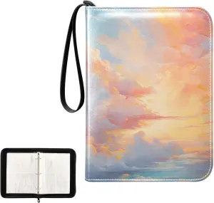 4 Pockets Trading Card Album Holder Book Folder Sports Card Binder Sunset Louds 400 Double Side Pockets for 3 Ring Binder Zipper