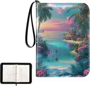 4 Pockets Trading Card Album Holder Book Folder Sports Card Binder Tropical Myth 400 Double Side Pockets for 3 Ring Binder Zipper