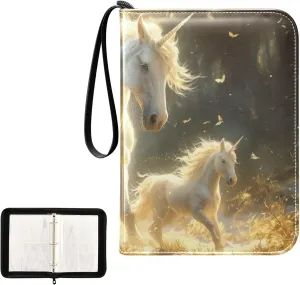 4 Pockets Trading Card Album Holder Book Folder Sports Card Binder Unicorn 7 400 Double Side Pockets for 3 Ring Binder Zipper