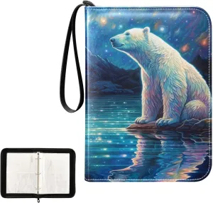 4 Pockets Trading Card Album Holder Book Folder Sports Card Binder White Bear 1 400 Double Side Pockets for 3 Ring Binder Zipper