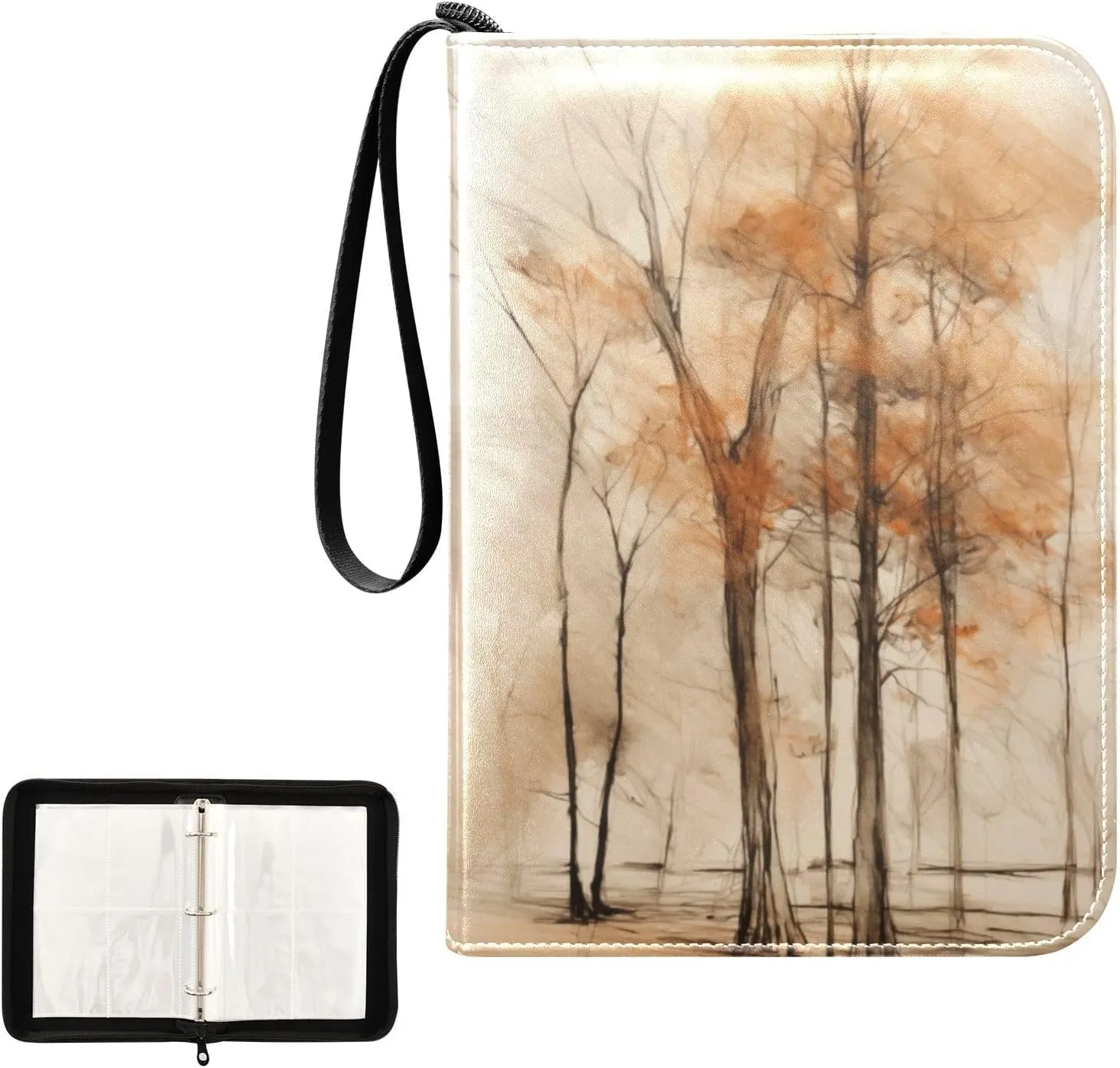 4 Pockets Trading Card Album Holder Book Folder Sports Card Binder White Birch Tree 400 Double Side Pockets for 3 Ring Binder Zipper