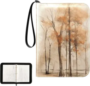 4 Pockets Trading Card Album Holder Book Folder Sports Card Binder White Birch Tree 400 Double Side Pockets for 3 Ring Binder Zipper