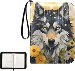 4 Pockets Trading Card Album Holder Book Folder Sports Card Binder Wolf 2 400 Double Side Pockets for 3 Ring Binder Zipper