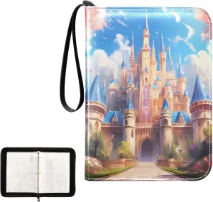 4 Pockets Trading Card Album Holder Book Folder Sports Card Binder Wonderland Castle 400 Double Side Pockets for 3 Ring Binder Zipper