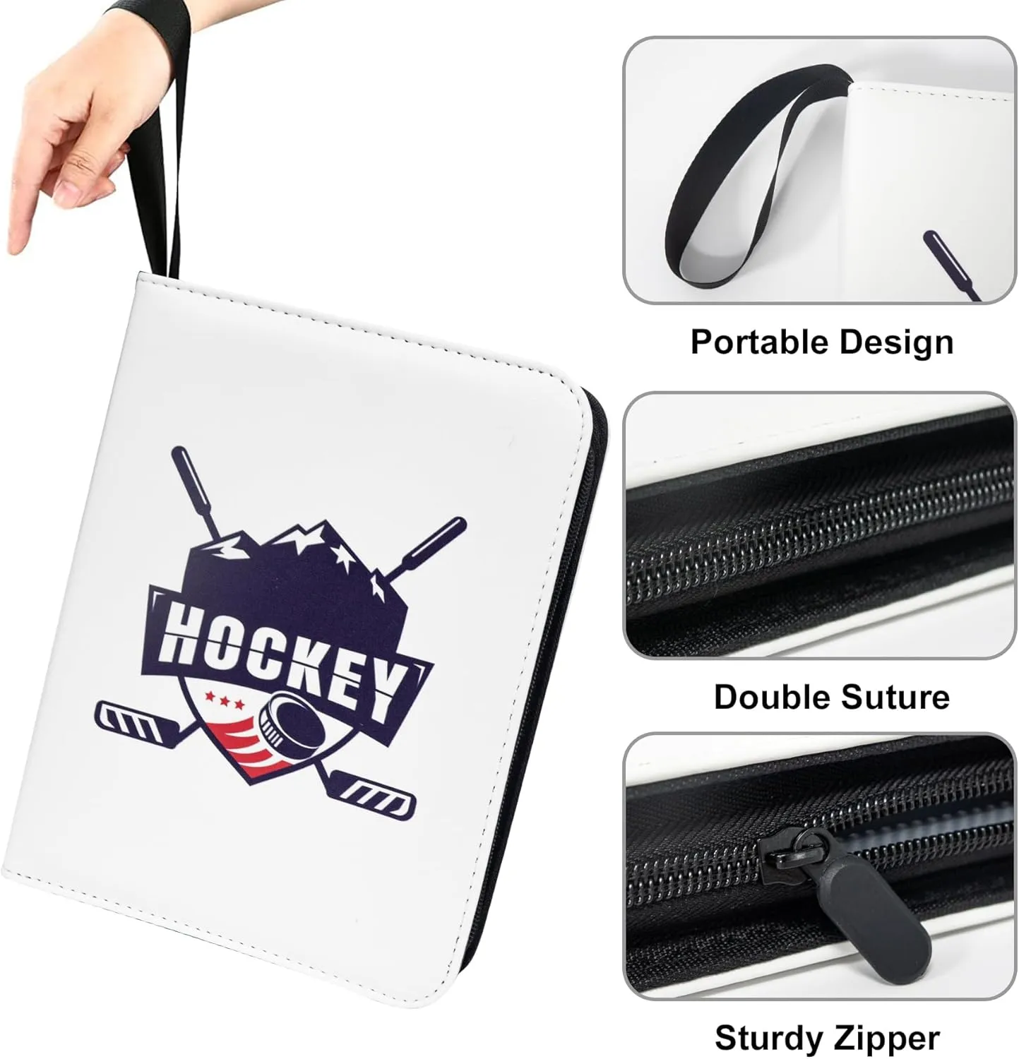 400 Pockets Hockey Card Binder for Trading Cards 2024-2025 Collectors, Portable Waterproof Storage Book With Removable Sleeves, Compatible With Football, Sports Game and TCG Cards