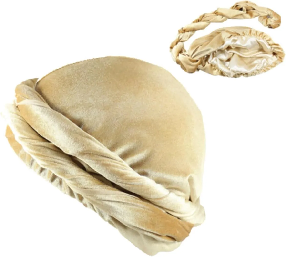4PCS Turban for Men, Halo Velvet Turban Durag Satin Lined Turban for Men, Head Wraps for Men