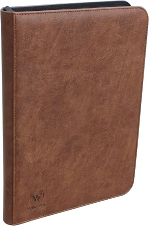 504 Pockets Classical Brown Leather Card Binder, Premium 9-Pocket Trading Card Collectors Album, Side Load Card Holder for Various Trading Cards (Brown)