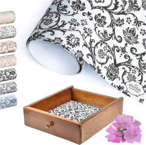6 Scented Drawer Liners - Non-Adhesive Paper Sheets - Closet Shelves & Cabinets - Royal Damask Print Scented Drawer Liners for Dresser - 14" x 19.5" (French Essence)
