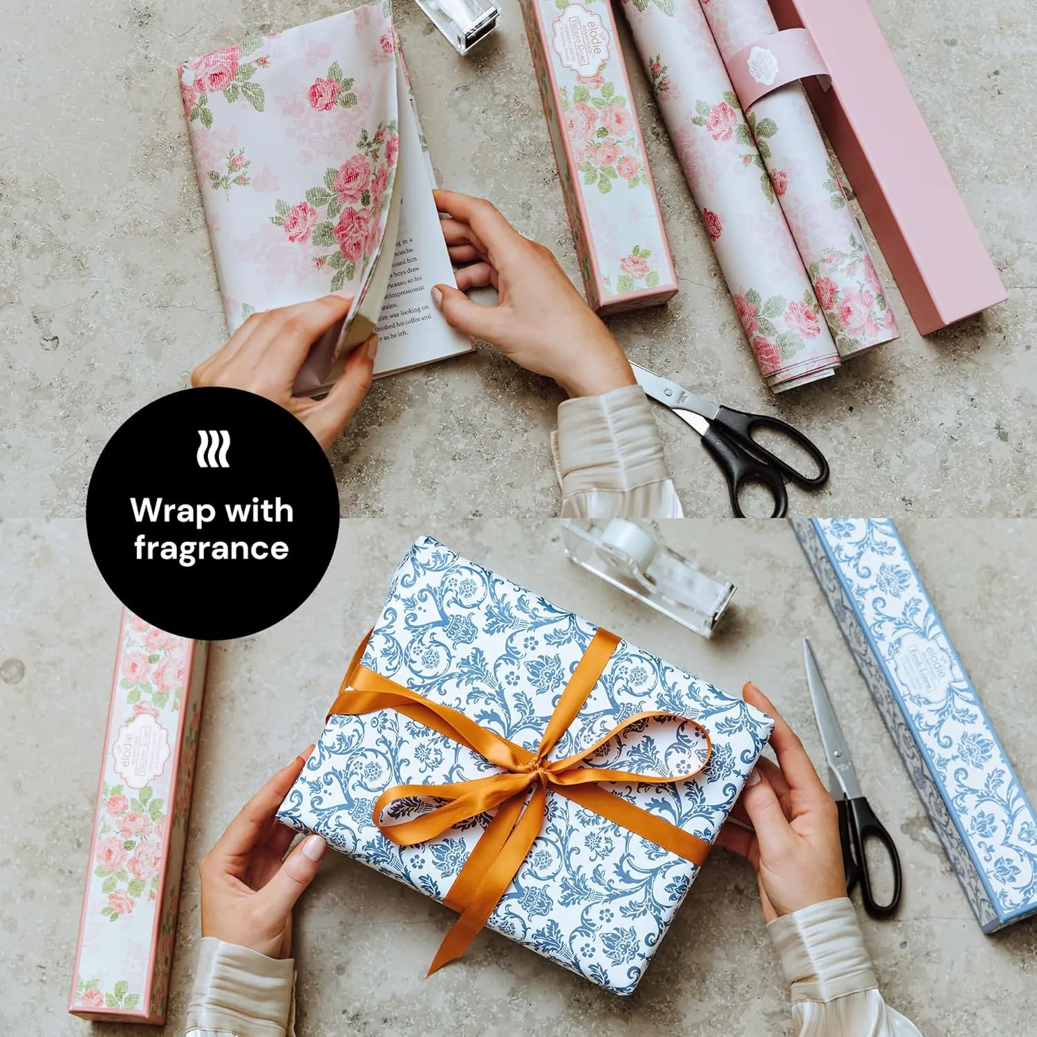 6 Scented Drawer Liners - Non-Adhesive Paper Sheets - Closet Shelves & Cabinets - Royal Damask Print Scented Drawer Liners for Dresser - 14" x 19.5" (French Essence)