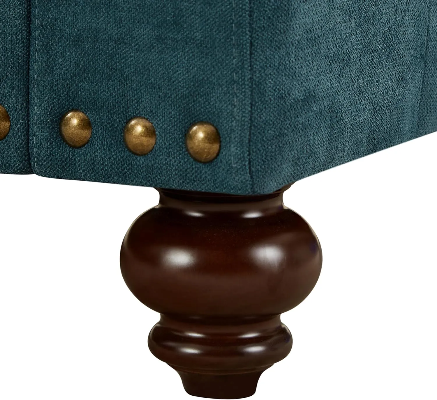 60.8" Chenille Velvet Chesterfield Loveseat 2 Seater Couch Nailhead Trim Rolled Arm Turned Legs for Small Living Room Bedroom Apartment Traditional Design Sofa Lake Green