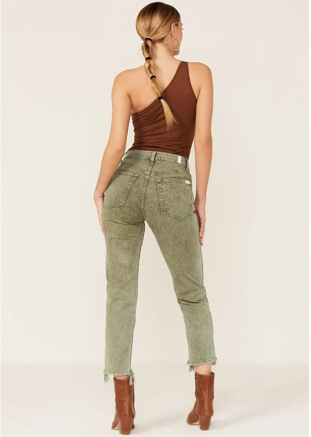7 For All Mankind Women's High Waist Cropped Straight Jeans