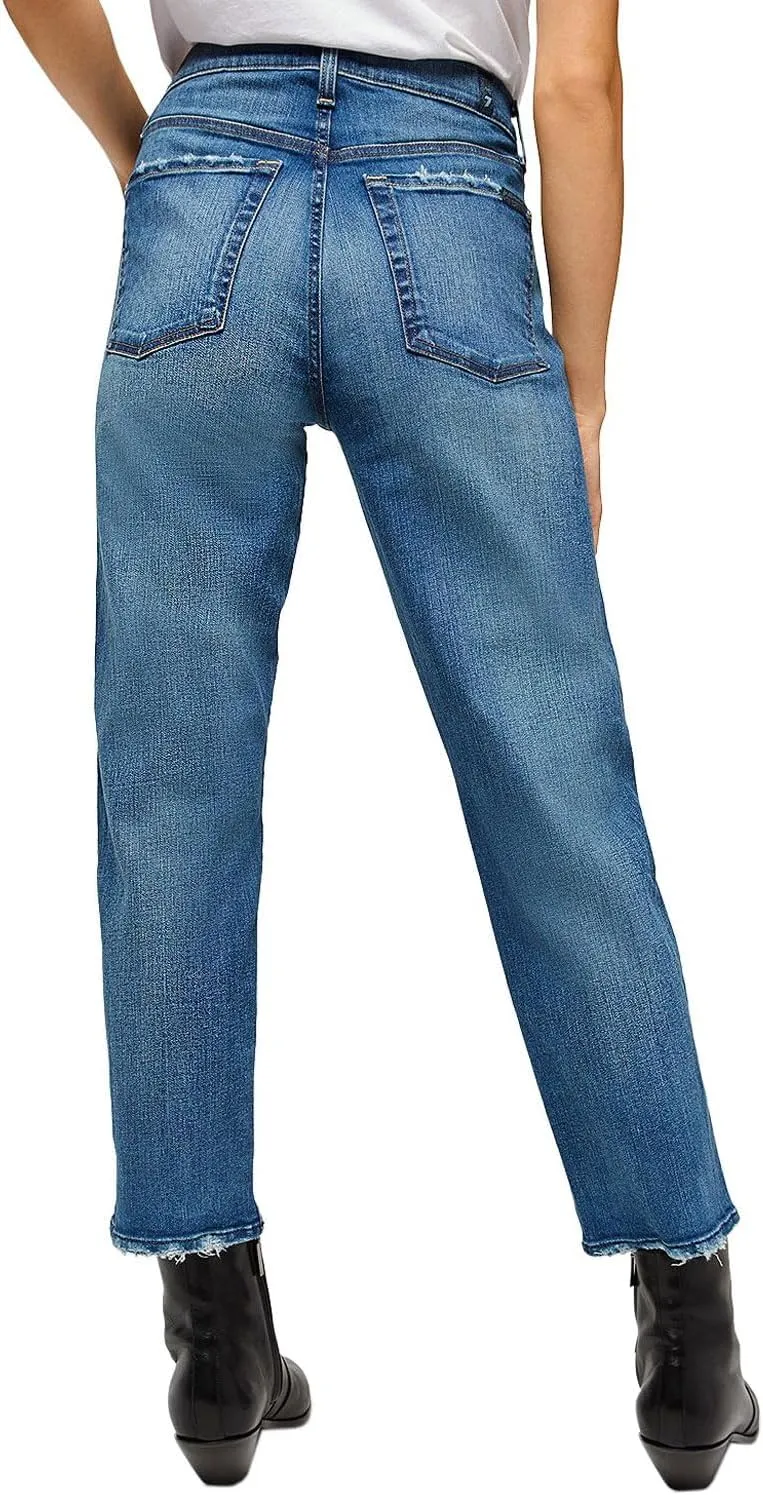 7 For All Mankind Women's High Waist Cropped Straight Jeans
