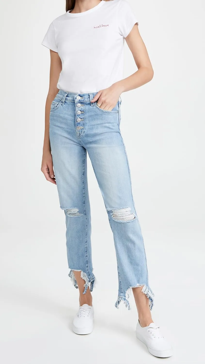 7 For All Mankind Women's High Waist Cropped Straight Jeans