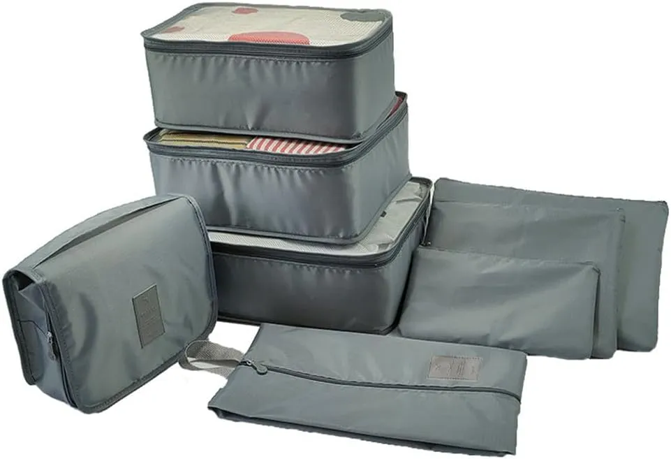 8 Pcs Packing Cubes for Travel, Travel Cubes for Suitcases Lightweight Luggage Organizers Travel Essential Bag with Toiletries Bag for Clothes Shoes Cosmetics Toiletries