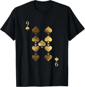9 (Nine) of Spades Poker Card Playing Card Blackjack Card T-Shirt