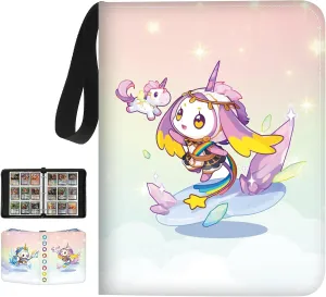 9 Pocket Binder with Zipper for Pokemon Card - with 50 Pages Removable 3 Ring Card Sleeves, 900 Card Slot, Cute Collectible Trading Card Albums for Boys and Girls.