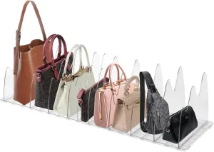 9 Slots Adjustable Acrylic Purse Organizer for Closet,10 Shelf Dividers for Closet Organization,Handbag Storage Organizer Dividers