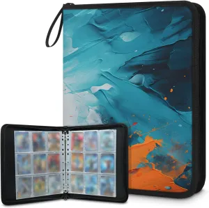 900 Card Binder 9 Pocket Painting Design Colors Portable Trading Cards Holder Collector Album for Sports Game Cards 50 Pages Removable Sleeves Double Sided Pocket Sturdy Zipper Gifts Ready