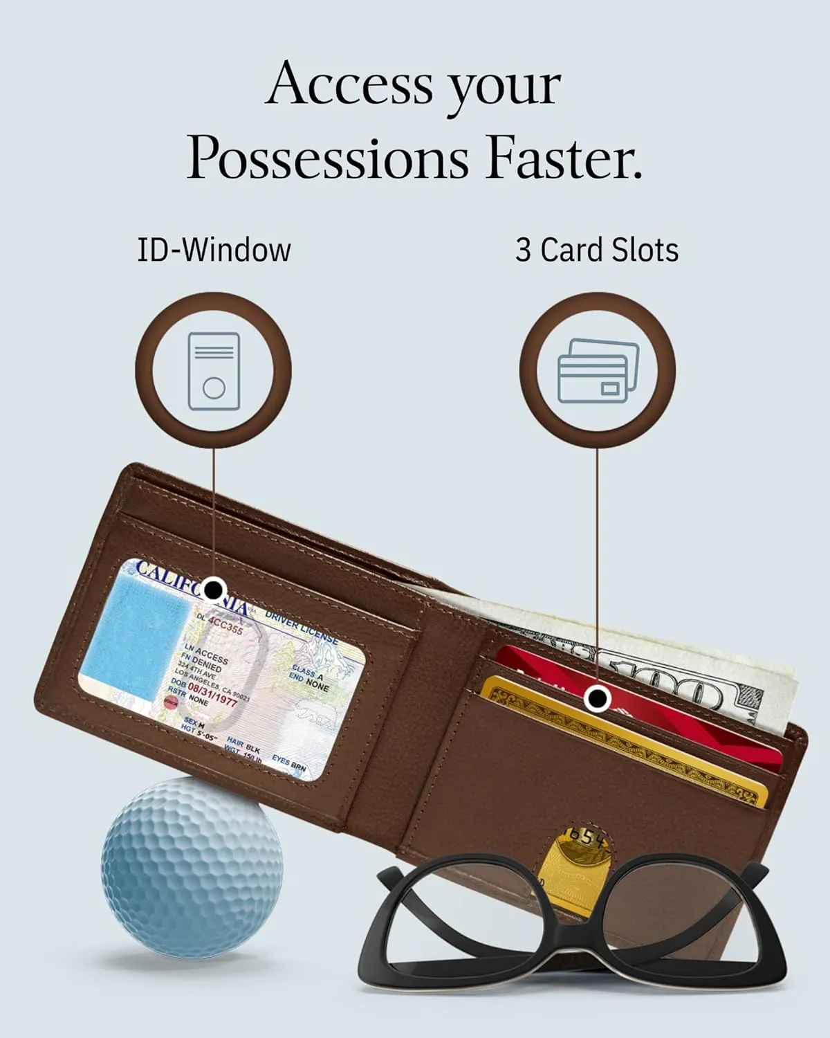 Access Denied Bifold Wallets For Men Slim Wallet - Leather RFID Minimalist Front Pocket Mens Wallet Credit Card Holder