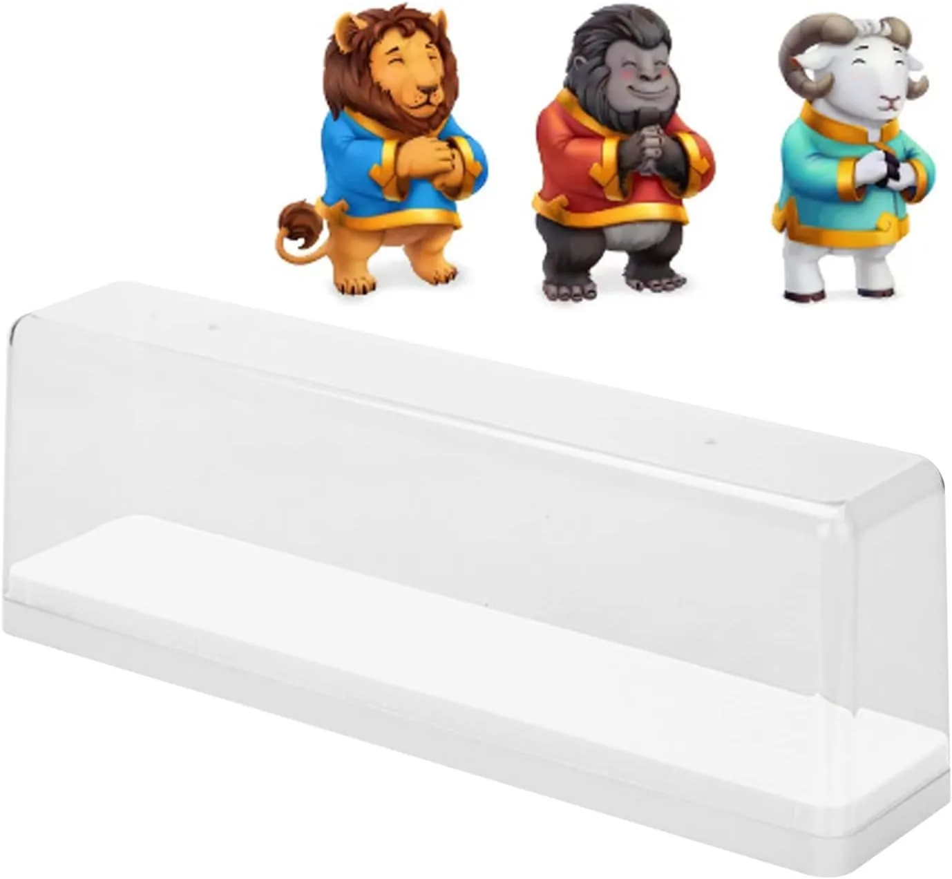 Acrylic Display Case, Dust Proof Figure Collection Box with Transparent Cover Large Capacity Organizer Showcase for Doll Toy (White)