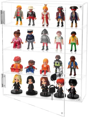 Acrylic Display Case with Lock, Clear Locking Display Cabinet for Pop Figures, Collectibles, Jewelry, Necklaces, Golf Balls & More – Secure Organizer Box (Removable 4-Shelf 11.8x3.5x13.7)